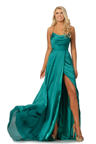 cowl neck evening dress