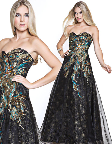 peacock prom dress