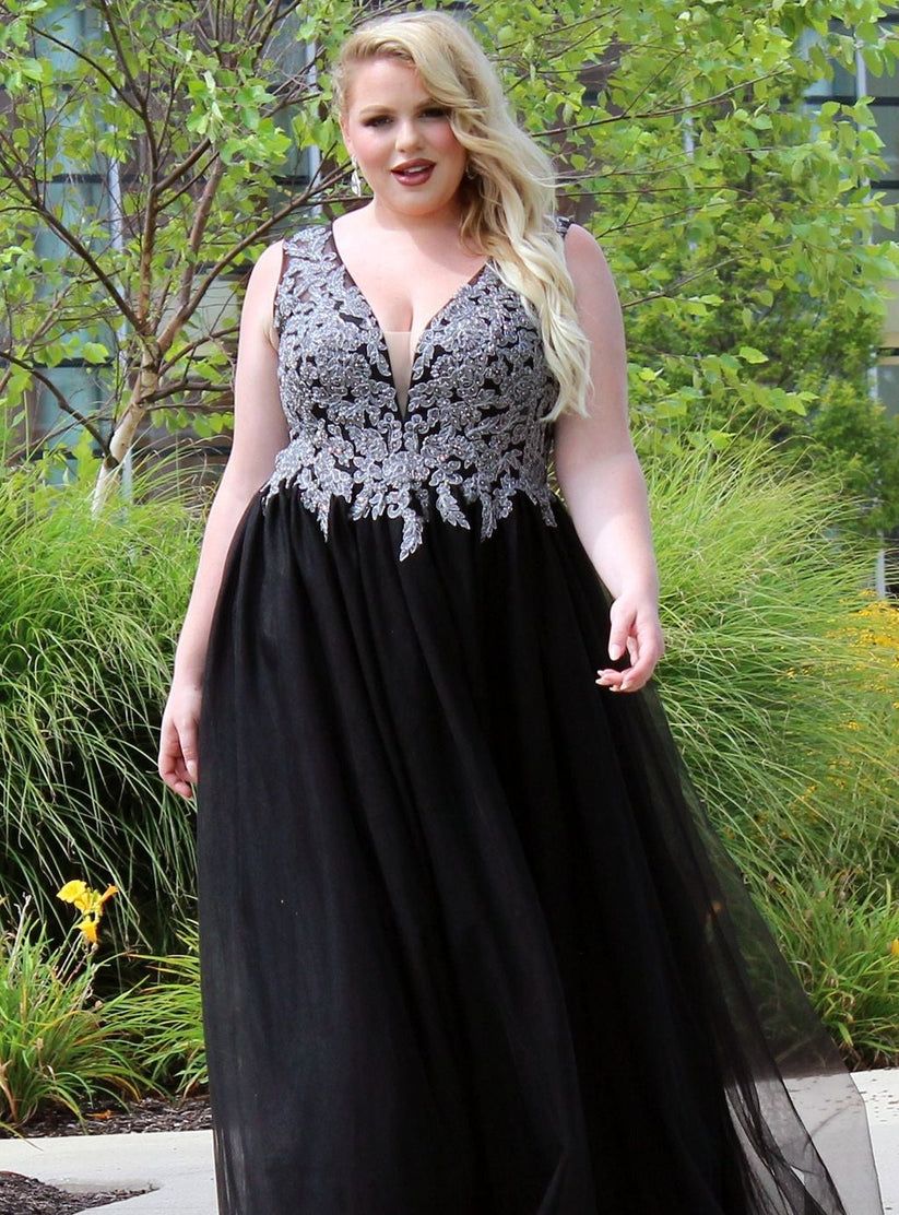 Sydney's Closet SC7298 sleeveless tulle prom dress ball gown plus size ...