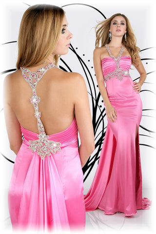 satin slip evening gown