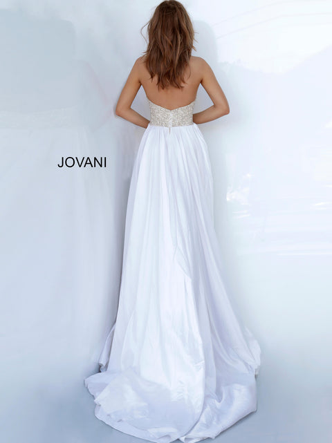 Jovani Couture 3698 Long Prom Dress Pageant Gown Overskirt Plunging V Neck