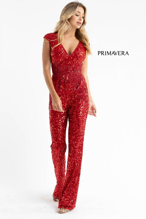 Primavera Couture 3775 Size 00, 4 Royal Blue Sequined Jumpsuit Beaded –  Glass Slipper Formals