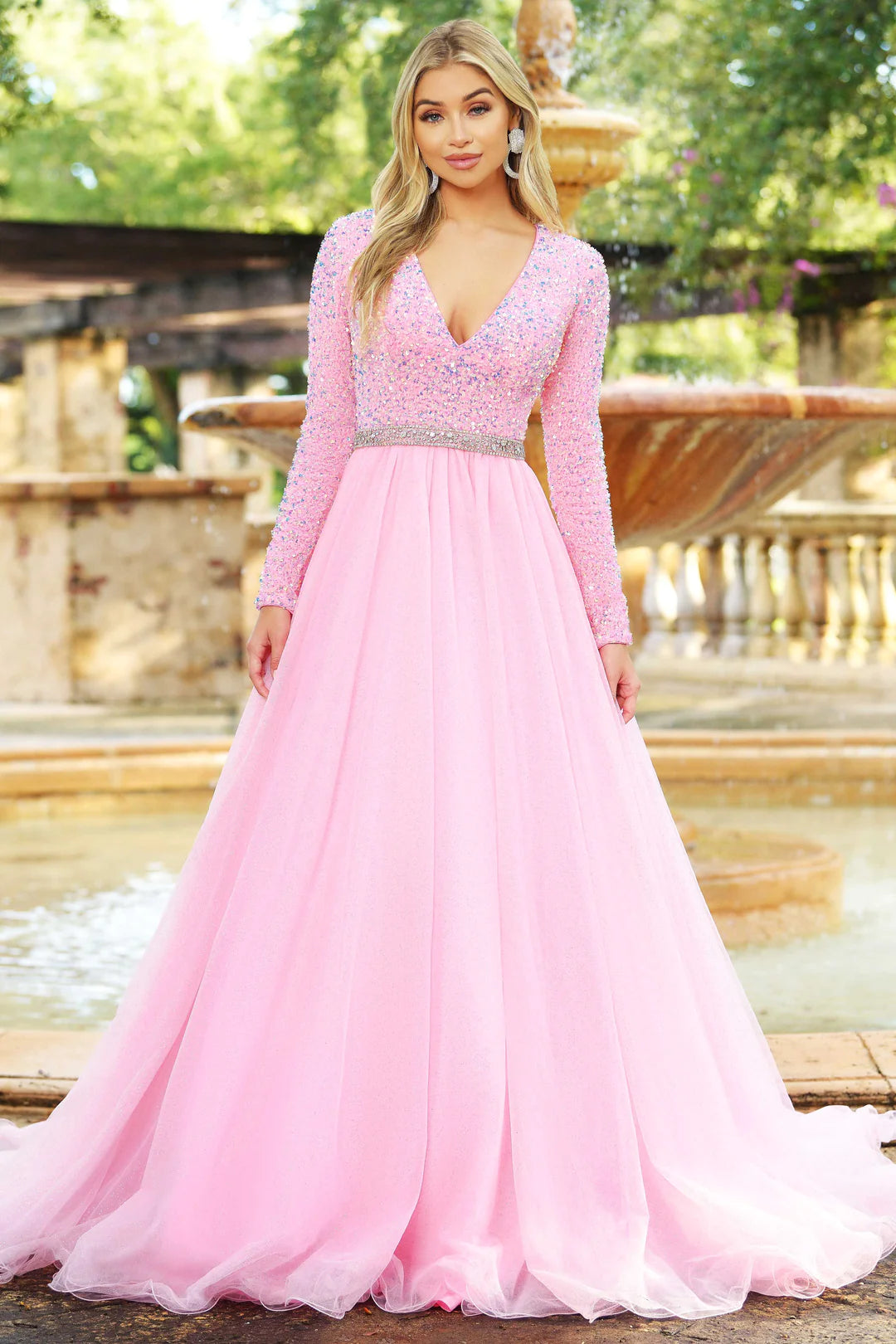 Aglow Pink Color Party Wear Heavy Sequence Work Gown