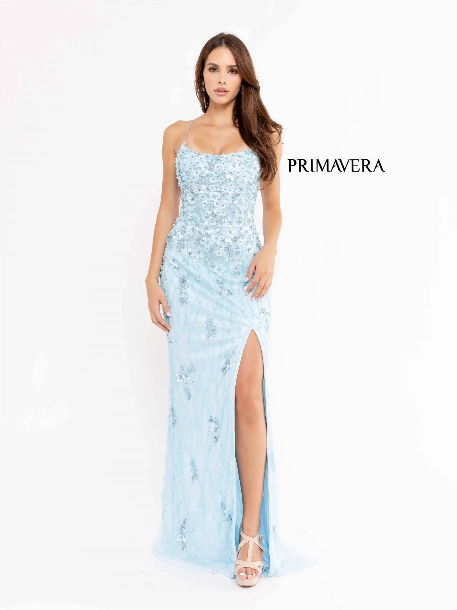 Primavera Couture 3912 Prom Dress Long Beaded Backless Dress Slit