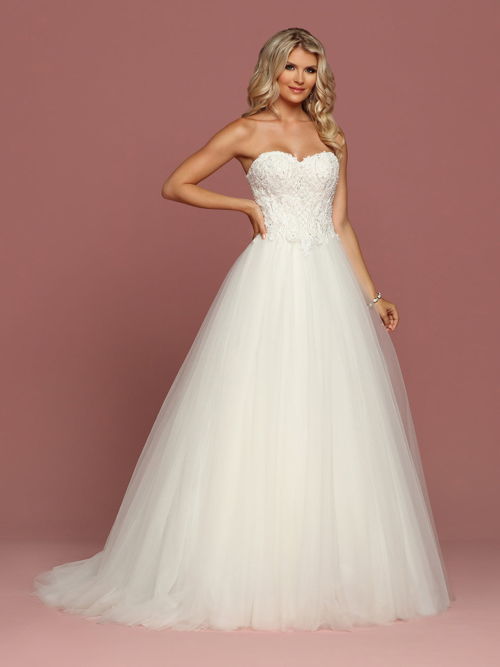 Davinci Bridal 50487 Embellished Lace Tulle Ballgown Wedding Dress Str Glass Slipper Formals 7245