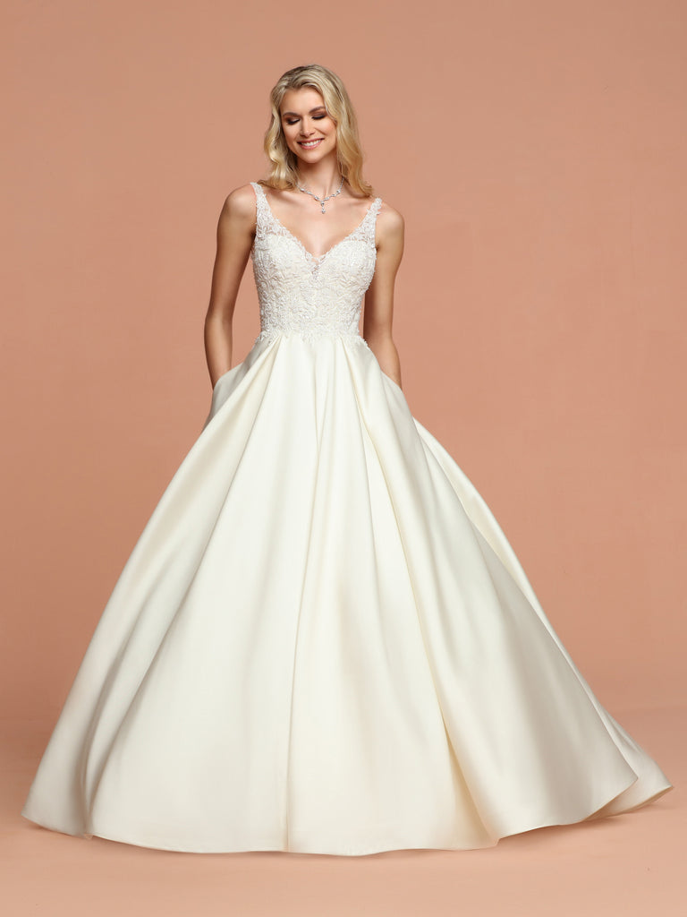 Davinci Bridal 50580 Mikado Ballgown Wedding Dress Pockets A Line Gown Glass Slipper Formals 