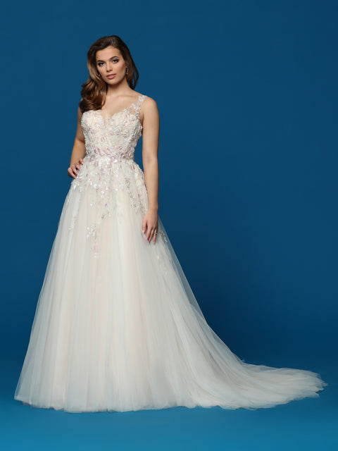 Michelle Bridal For Sydney's Closet MB2219 A-Line Silhouette Strapless  Optional Straps Covered In Lace To Match Bodice Sweetheart Neckline Beaded