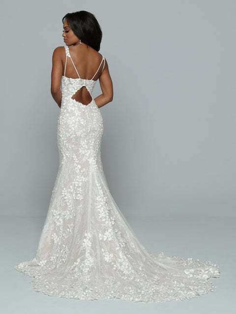 T212052 Romantic Sequin Lace & Stretch Crepe Wedding Dress with Bateau  Neckline