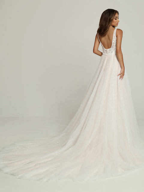 Davinci Bridal 50706 A Line Sequin Lace Sheer Corset Wedding Dress Bac –  Glass Slipper Formals