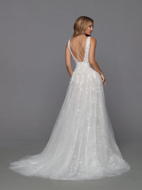 Davinci Bridal 50706 A Line Sequin Lace Sheer Corset Wedding Dress