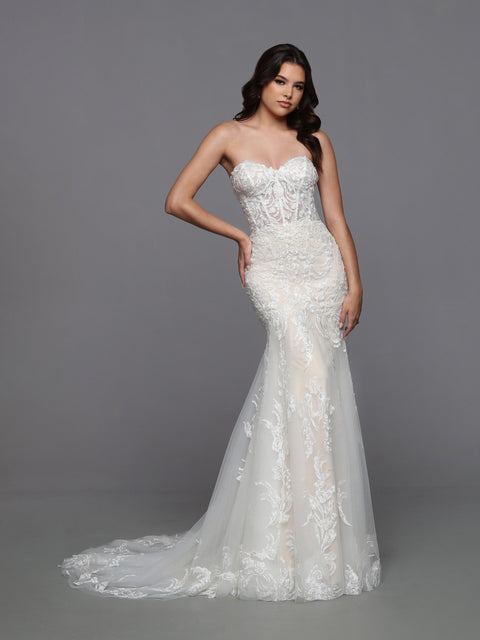 Davinci Bridal 50760 Size 16 Ivory/Nude Beaded Sequin Lace A Line Wedd –  Glass Slipper Formals