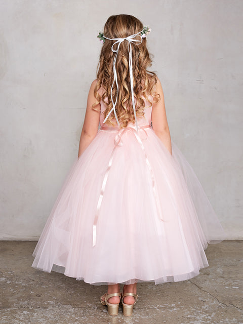 Tip Top Sky Blue Ruffled Tulle High-Low Flower Girl Dress 5658SB 6 Months / Skyblue