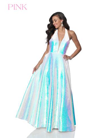 iridescent sequin dress long