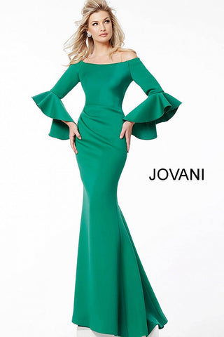 bell sleeve evening gown