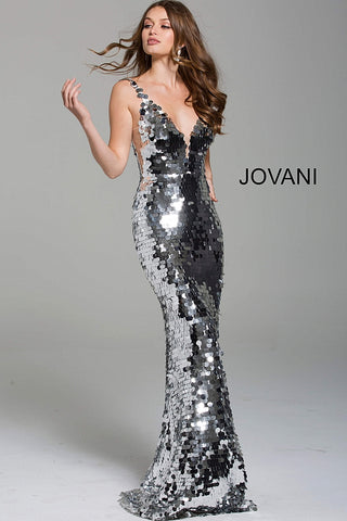 silver sequin formal gown