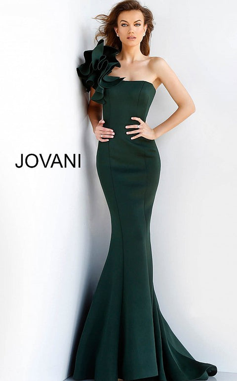 Jovani 06082 One Sleeve Sheer Dress 