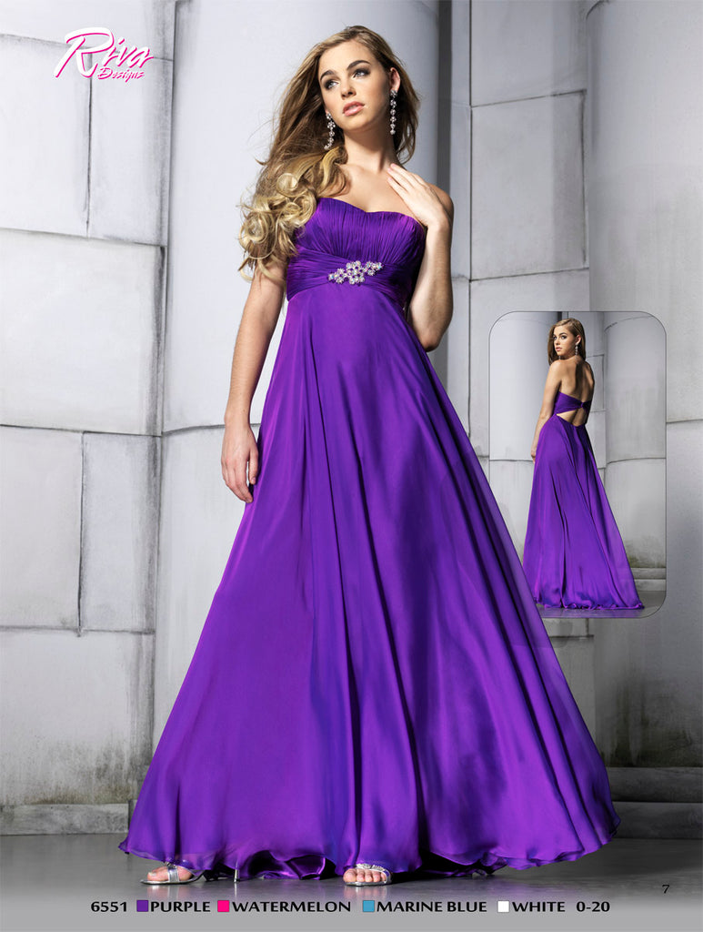 Riva 6551 Purple Prom Dress size 14 Long chiffon pageant gown keyhole ...