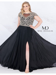 Mac Duggal 26322M Lace Wedding Dress Size 10 Sheer Long Sleeve Overski –  Glass Slipper Formals