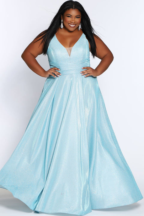 Sydney's Closet SC7309 plus sized prom dress evening gown A line tulle skir