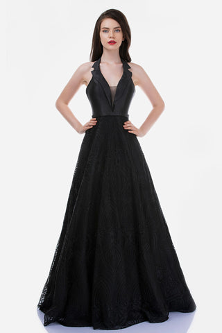 evening gown with collar
