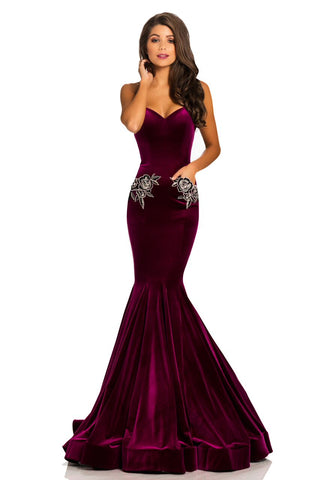 velvet mermaid gown