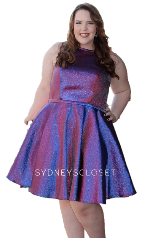 Sydneys Closet SC8115 Size 20 Red Plus Size Satin A Line Formal Cocktail  Dress Homecoming Pockets