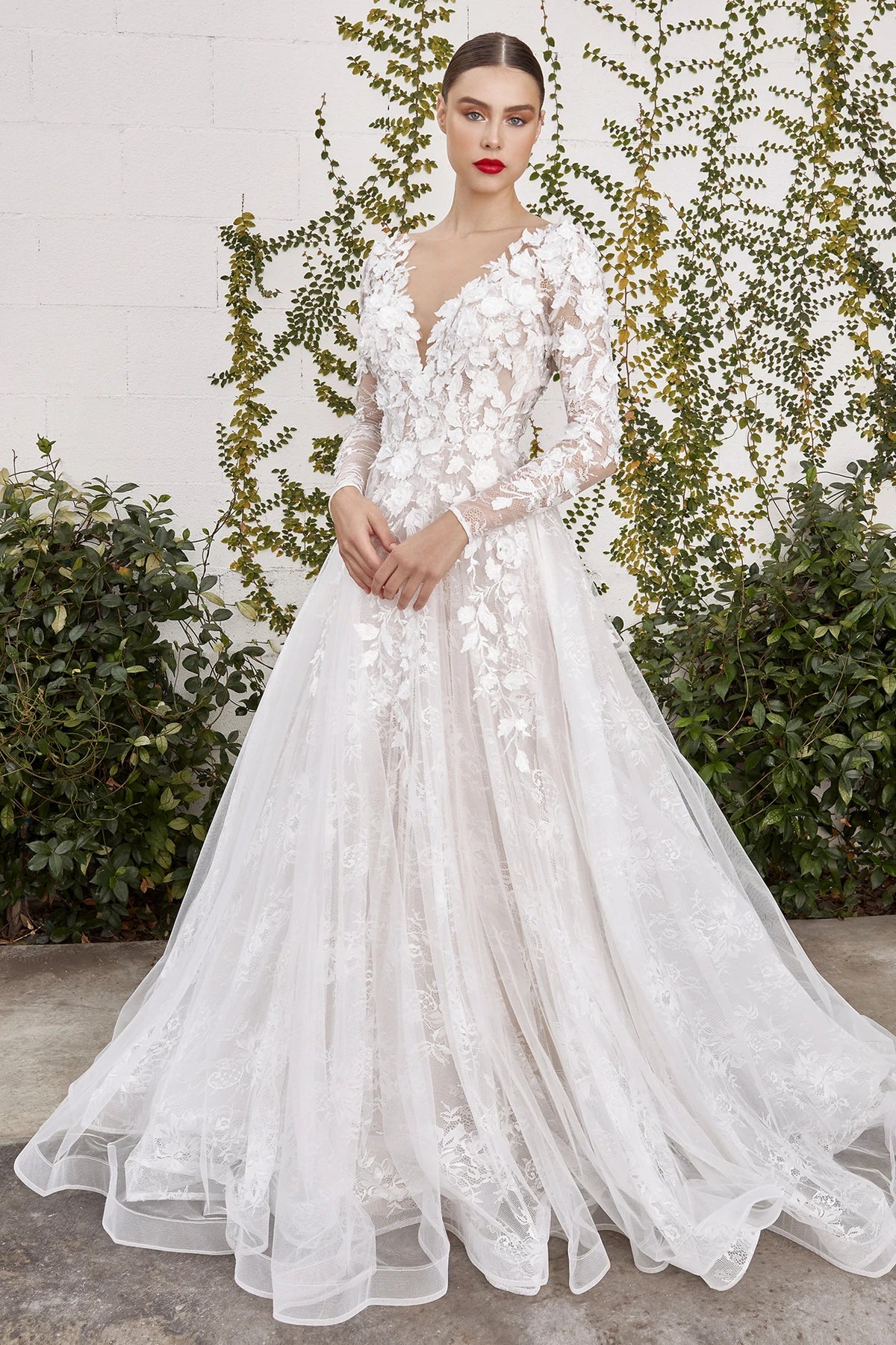 Luxe A1073W Stunning Sheer & Lace Long Sleeve Mermaid Wedding