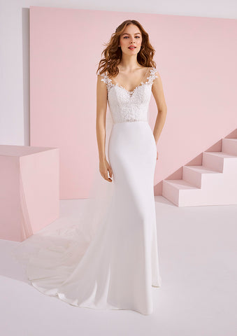 pronovias short sleeve wedding dress