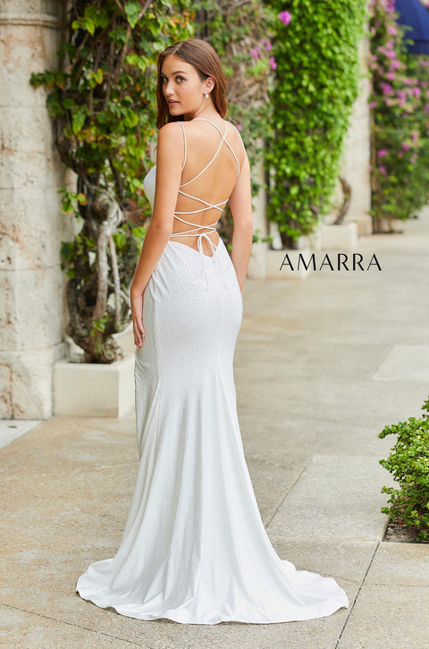 Amarra 87264 Size 0 Plum Long Fitted Side Slit Fringe Prom Dress Forma –  Glass Slipper Formals