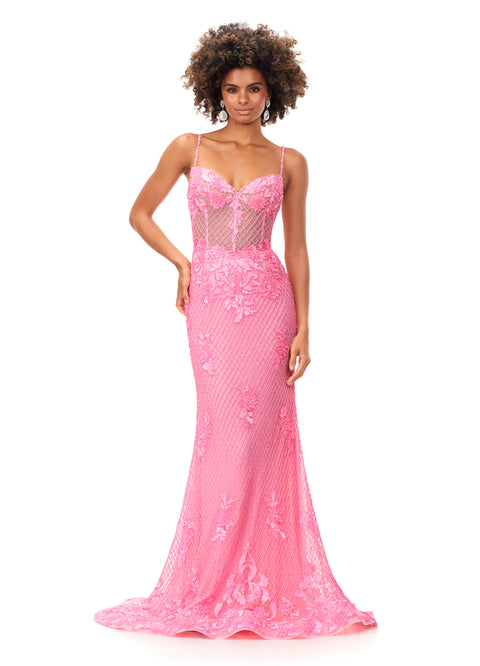 Ashley Lauren 11342 Long Prom Sequin Spaghetti Strap Prom Dress with L –  Glass Slipper Formals