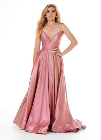 Sparkly Sequins Rose Gold Prom Dresses 2023 A-Line / Princess  Off-The-Shoulder Sleeveless Backless Sweep Train Prom Formal Dresses