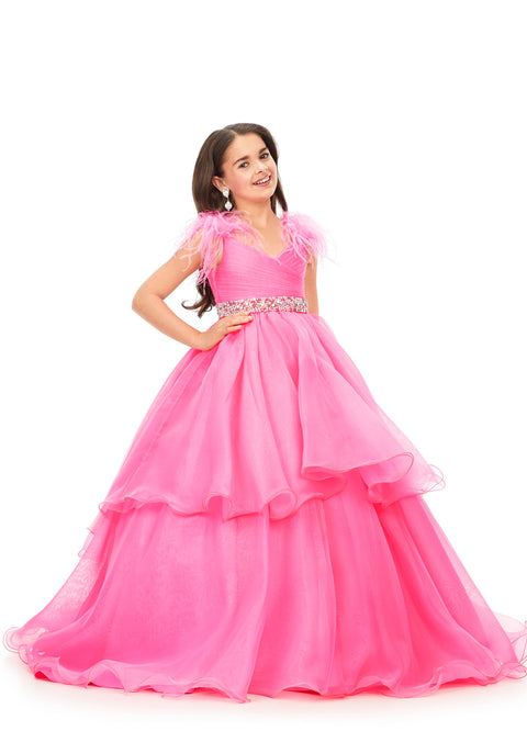 Ashley Lauren Kids 8132 Size 2 Hot Pink girls cocktail dress short