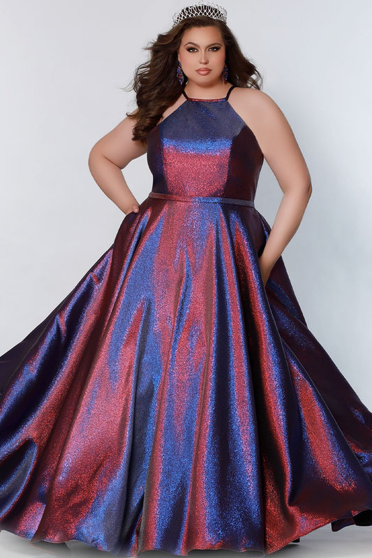 Sydney's Closet SC7349 Shimmer Plus Sized Prom Dress A line Scoop Neck –  Glass Slipper Formals