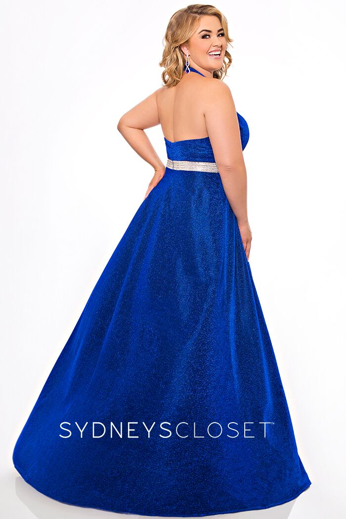 tone Alert Skaldet Sydney;s Closet SC7289 size 14 Turquoise long shimmer prom dress plus –  Glass Slipper Formals