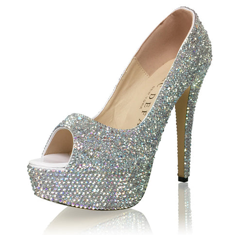 Mini Mia Girls Glitter Wedge Heels Crystal Rhinestone Embellished