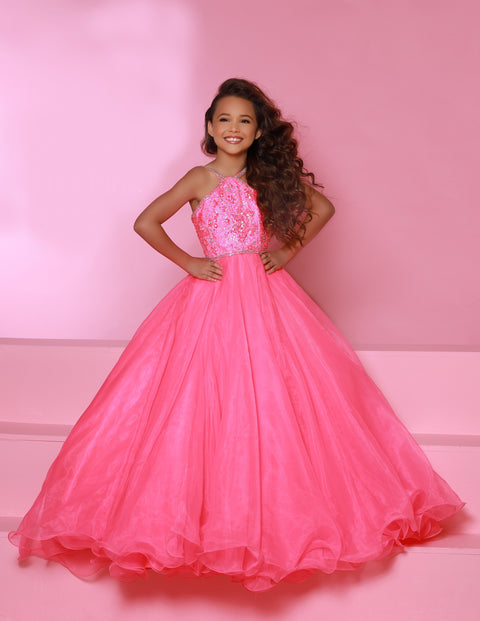 in Stock Sugar Kayne C169 Size 10, 12 Long Girls Pageant Ballgown Ombre One Shoulder Dress 12 / Blueberry/Ombre