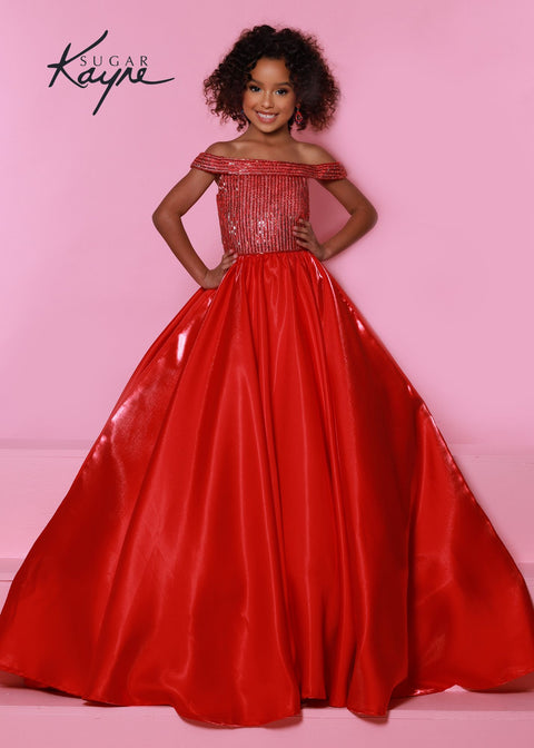 Ashley Lauren Kids 8180 Girls High Neckline Ball Gown with Organza Ruf –  Glass Slipper Formals