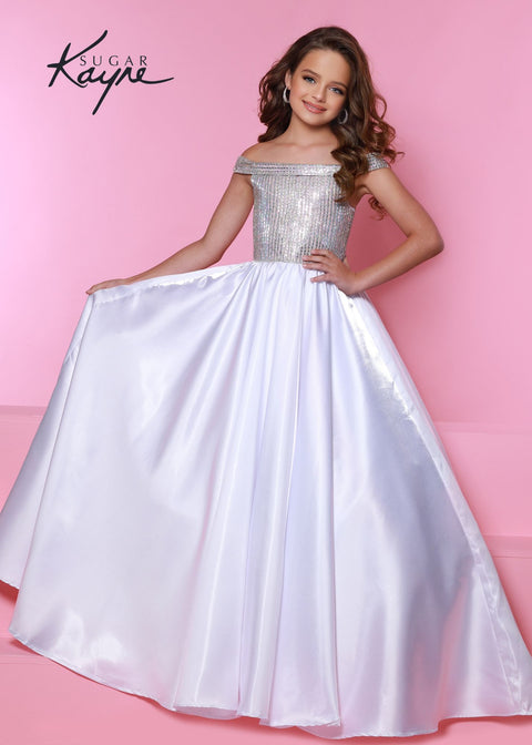 Ashley Lauren Kids 8180 Girls High Neckline Ball Gown with Organza Ruf –  Glass Slipper Formals