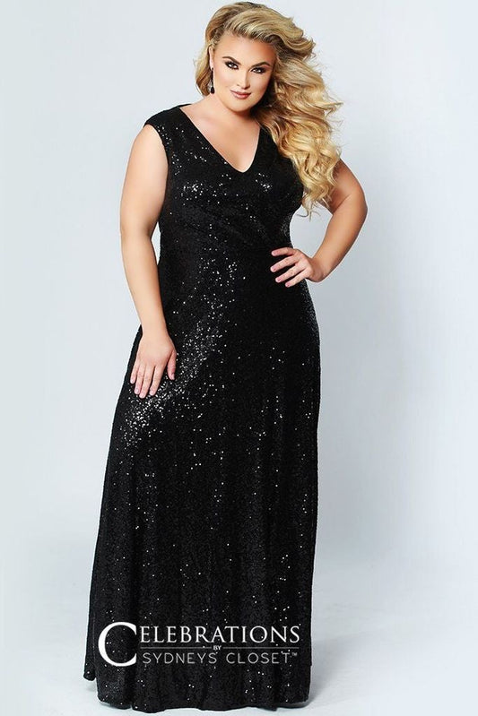 Sydney's Closet CE1801 Long Sequin Plus Size Prom Dress Formal