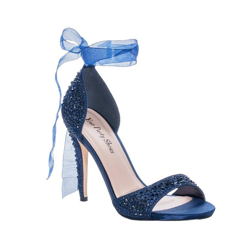 navy embellished heels
