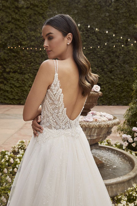 MIRABEL V-neck beaded 3D lace mini Wedding Gown by Calla Blanche