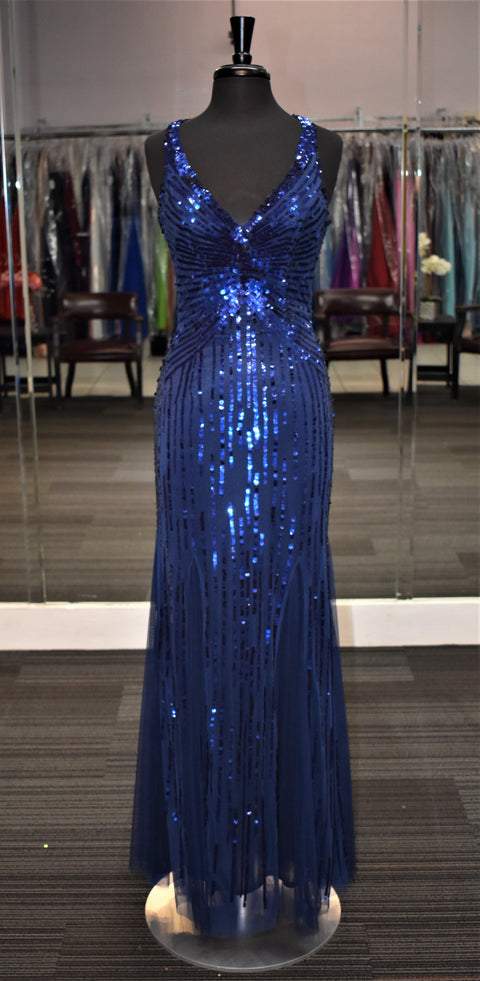 Midnight Blue Sparkly Maxi Formal Evening Gown EN4608