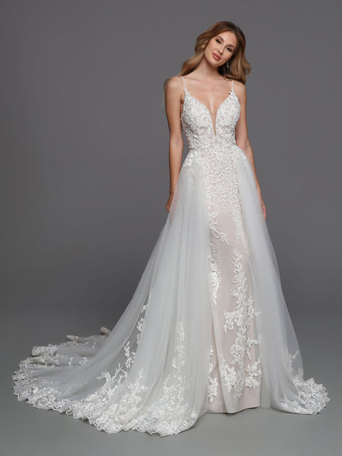 Davinci Bridal 50706 A Line Sequin Lace Sheer Corset Wedding Dress