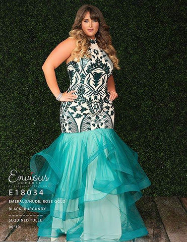 Red Sequin Plus Size Mermaid Ruffled Prom Dress - Xdressy