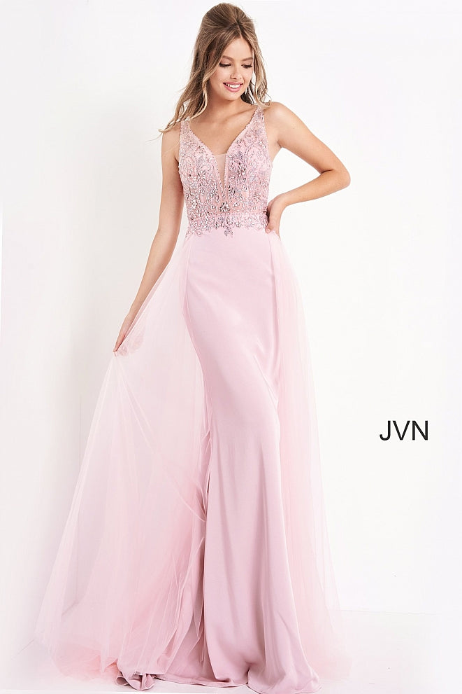 Jovani JVN02253 Size 0 Long Fitted Sheer Embellished Prom Dress V Neck ...