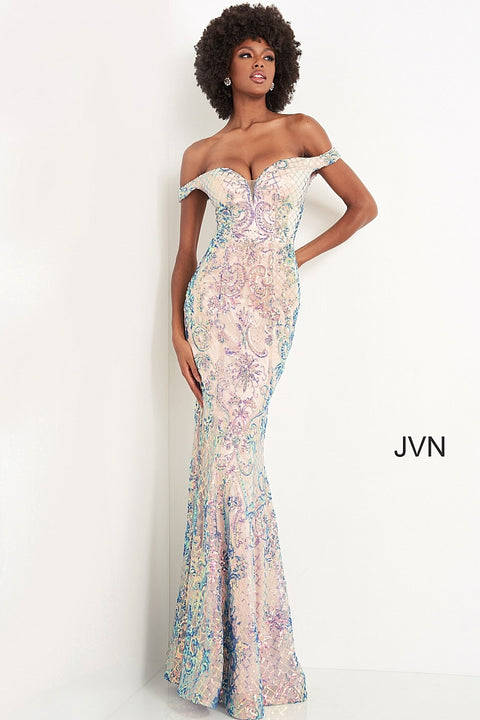 Jovani JVN07590 Size 2 Light Blue Prom Dress Long Fitted Sequin Slit V –  Glass Slipper Formals
