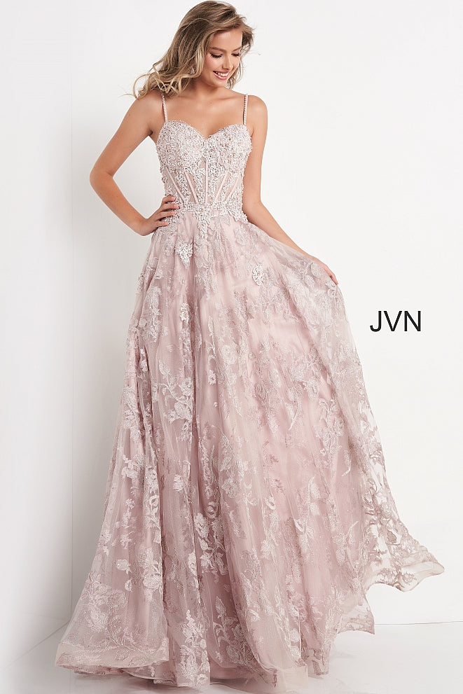 Jovani JVN06474 Long Lace A Line Ballgown Prom Dress Glitter Corset Fo ...