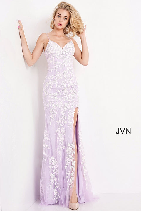 Jovani JVN02012 Long Fitted Lace Corset Tulle Prom Dress Formal evenin –  Glass Slipper Formals