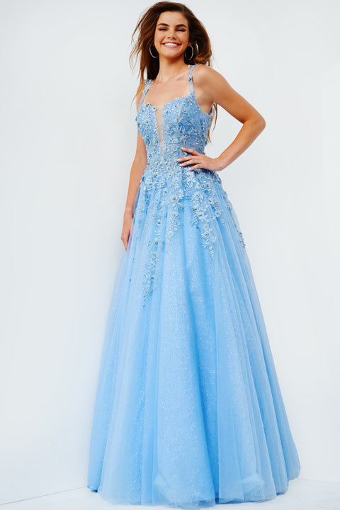Aqua Blue Layered Tulle Prom Dresses V-neck FD2050 – Viniodress