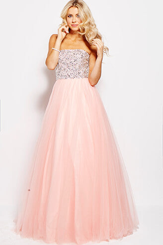 Jovani JVN52131 Prom Dress Ballgown embellished bodice tulle skirt pag –  Glass Slipper Formals